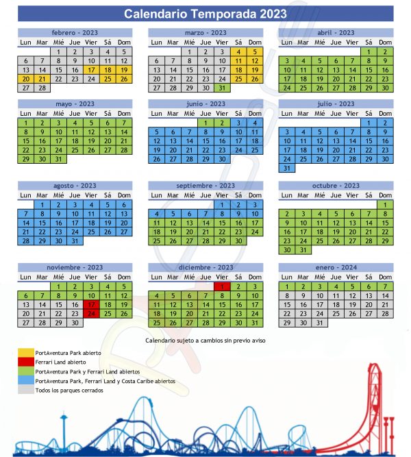 PortAventura World Calendario 2024 Mapilife Costa Daurada